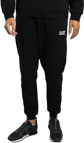 EA7 Uomo Pantaloni Logo Joggers, Black/White, XL