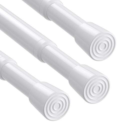 3 pieces, curtain rods, no drilling required, 80-150 cm, for clamping, white