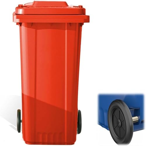 SAYEYBU 120L Green Outdoor Household Rubbish, Wheelie Bin Complete, Portable Commercial Bin, Outdoor Rubbish Bin with Lid, for Backyard Garage Outdoor Use,Red,100L