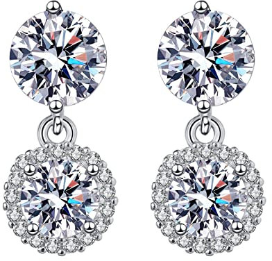 Moissan Circle Moissanite Ohrstecker Intarsien Zirkon Form Mode Ohrringe Diamantohrringe Antike Ohrringe Für (silver, One Size)