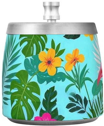 Cendrier d'été en acier inoxydable avec couvercle pour intérieur et extérieur, grand cendrier de table décoratif incassable pour décoration de terrasse et patio Bleu