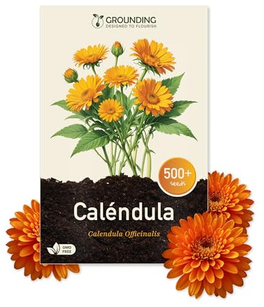 Grounding - Graines de Calendula mélange orange et jaune, 500+ graines, hauteur 30 cm. Calendula officinalis est parfaite pour balcons et massifs. Semis facile, floraison prolongée. Qualité Européenne