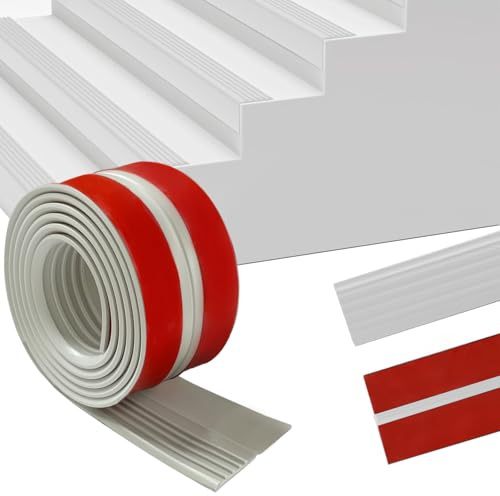 Yunlaishaocer Profilo per Bordi di Scale Autoadesivo,6M Profilo Antiscivolo per Gradini di Scale,Fascia per Bordi di Scale in PVC per Proteggere Dalle Cadute,Ideale per Interni ed Esterni(Grigio)