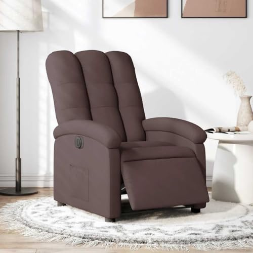 Owoxanthellate Poltrona relax elettrica marrone scuro tessuto 70 x 93 x 101 cm con funzione sdraiata a 135° e tasca laterale, design comodo e robusto per soggiorno, Home Cinema e camera da letto