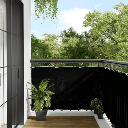 Lumanois Balkon-Sichtschutz Schwarz 90x700 cm 100% Polyester-Oxford,1.52kg,4000368