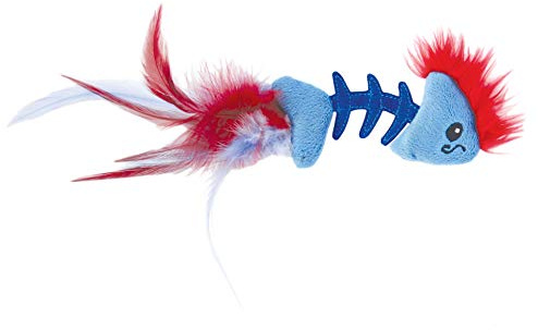 Petstages Feather Fish Bone - Kattleksak - med kattmynta - blå