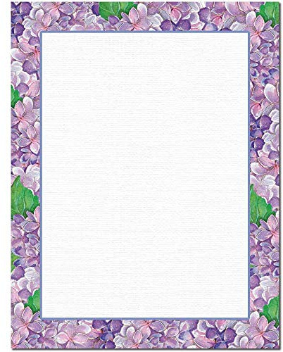 Purple Hydrangeas Letterhead Laser & Inkjet Printer Paper (100 Pack)