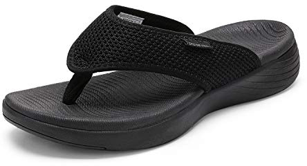 DREAM PAIRS Womens Arch Support Cushion Flip Flops,Black,8
