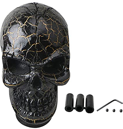 Luckxing Schalthebel Schaltknauf Mit 3 Adaptern 8mm 10mm 12mm, Schädel Schaltknüppel Skull Totenkopf Gießharz Gear Shifter Knob Mit Schraube, Schlüssel Für Most Manuelles Oder Automatisches Getriebe