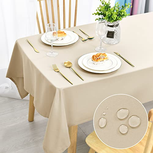 DWCN Nappe Anti-Taches Lavable, imperméable, pour Salle à Manger, Noel, Jardin, fête, Mariage ou Maison, Beige, 110 x 140 cm