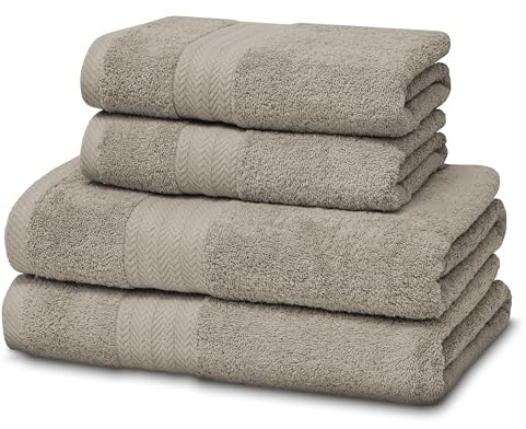 Victorio & Lucchino Juego de Toallas 100% Algodón - 2 Toallas Baño Ducha 70x140cm + 2 Toallas Lavabo 50x100cm - Color Camel
