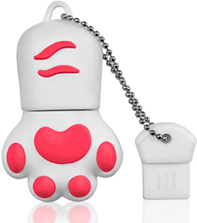 Clé USB 64Go, Cle USB Lovely Pendrive 64 Go Cartoon Flash Drive USB 2.0 Pattes de Chat Mémoire Stick Pen Drive pour Cadeau, PC, Tablette Stockage de données (Blanc)