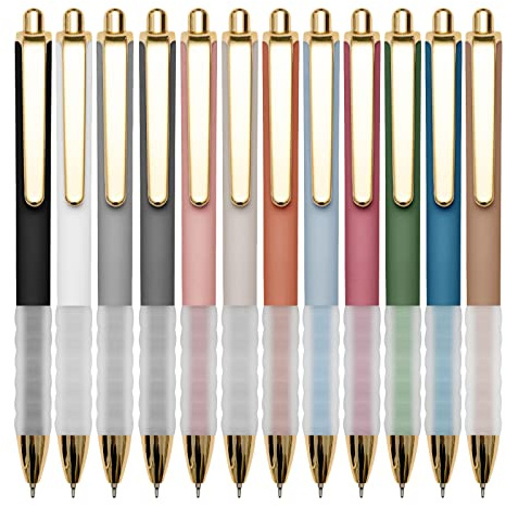 Linbsunne Ballpoint Pens Black Medium Point 1mm Pen with Super Soft Grip Ball Point Pen for Men Women Retractable Pens