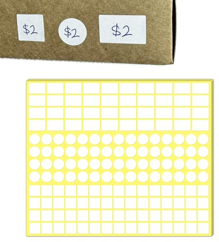 4000 Pieces, 3 Sizes - White Price Tags Stickers, Small Sticky Labels to Write On - 20 x 12 mm + 12 mm