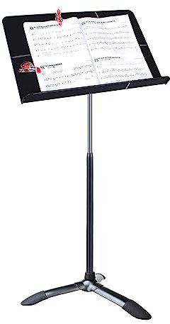 Professioneller Orchesterpult mit Höhenverstellung und stabiler Basis, Doppelschichtiger Kunststoff Notentisch für Keyboard-Training, Unterricht und Heimpraxis, inklusive 2 Clips (1,5 m)