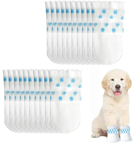 40PCS Disposable Waterproof Dog Socks (16-38 lb) Disposable Dog Shoes, Dog Boots for Injured Paws, Waterproof Shoes for Small Dogs, Post-Surgery Wound Care Pet Foot Covers
