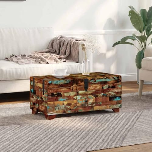 CKioict Mesa de centro Baúl madera maciza Mesas de centro mesa de salón comedor interior 80 x 40 x 35 cm