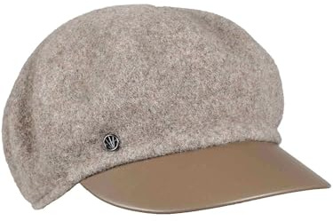 LOEVENICH Gorro de globo | de lana | con pantalla de piel sintética | talla única | mujer | gorro cálido y elegante, arena, Talla única