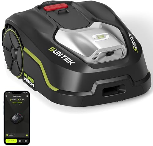 SUNTEK SRM2025 Mähroboter ohne Begrenzungskabel, KI Pure Vision Rasenmäher Roboter für 250 m² mit automatischer Kartierung, 35% Steigung, Wasserdichtigkeit IPX5, Automatische Kartierung, APP-Steuerung