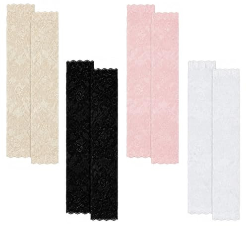 Nify Gants Sans Doigts Femme Manchette, Lot de 4 Paires Mitaines Longues, Manchettes Florales Légères pour l'Été, Accessoire Mariage et Soirée