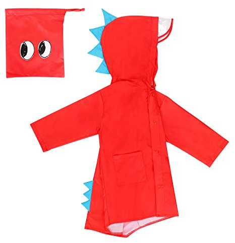 Regenmantel Regenjacke mit Kapuze Rengenschutz Schneeschutz Unisex für Kinder Jungen Mädchen Wasserdicht Waschbar Faltbar Leicht Otdoor Softshelljacke Regencape Regenponcho Fahrradponcho (L, Rot)
