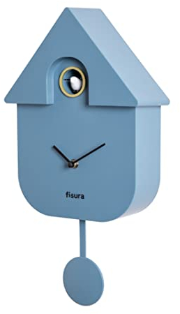 FISURA - Kuckucksuhr. Wanduhr. Original Geschenk Wanduhr. 3 AA-Batterien Nicht enthalten. Maße: 21,5 x 8 x 41,5 cm. ABS-Kunststoff. (Blau)