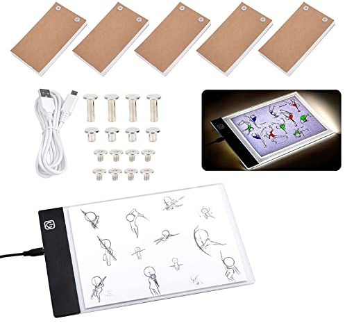 Handzeichnung LED-Tafel Ultradünne A6 Kinder USB Flip Book Kit Set Malerei Kunst liefert Zeichenbrett(USB)