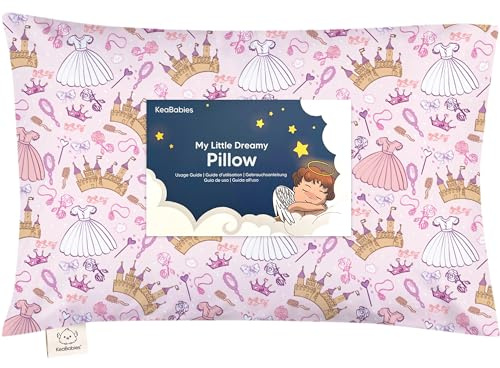 KeaBabies Almohada para Niño Pequeño con Funda - Almohada para Niño Pequeños De Algodón Orgánico Suave para Dormir - Lavable E Respirable - Niño Pequeño Viajar (Dear Princess)