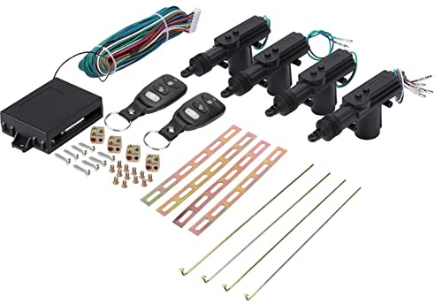 Universal Car Door Lock 4Pcs 12V Door Lock Actuator Keyless Entry System with Two 4 Button Remotes and 4 Door Lock Actuators
