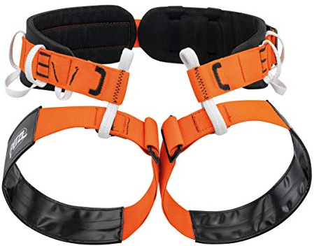 PETZL Aven Klettergurt aus Polyethylen, Polyurethan und Stahl in der Farbe Orange-Schwarz, Taillenumfang: 60-85cm, Beinschlaufen: 42-62cm, C013AA00