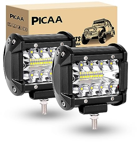 PICAA Led Arbeitsscheinwerfer 2X4 Zoll 10 CM 60W 8D Led Lichtbalken 12V 24V 6000K Led Zusatzscheinwerfer Bar Spot Flutlicht Kombination LED Arbeit Licht Bar für SUV Offroad ATV UTV Traktor 4x4 Auto