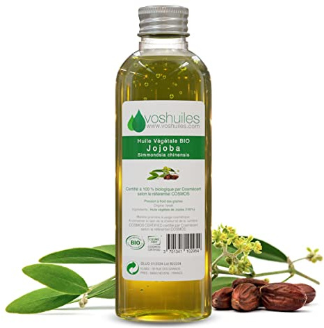 VOSHUILES - Huile Végétale de Jojoba COSMOS - Huile Végétale Cosmétique Naturelle pour Soin de la Peau- Cheveux et Massage - Hydratante et Nourrissante - 100ml
