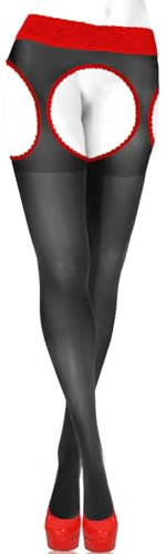 sesto senso Hosenträger Strumpfhose mit offenem Schritt 15 Den Spitze Strumpfband Gürtel Strümpfe XL Schwarz Rot