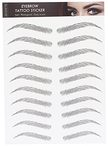 6D Eyebrow Tattoo Stickers, Eyebrow Shaping Stencils, Waterproof Semi-Permanent False Eyebrows for Women (BLACK-08)