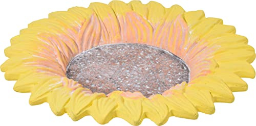 dobar® 12980e Insektentränke Fiore - Großes Insektenbad aus Zement - Vogelbecken für Wildvögel - Wassertränke Sonneblume für Garten/Terrasse/Balkon - 30,5 x 30,5 x 4 cm - Gelb