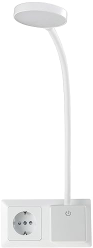 ChiliTec Steckdosenlampe 230V Dimmbar Led Leseleuchte für Steckdose Steckdosenleuchte mit Schalter flexibler Schwanenhals 4000k Weiß