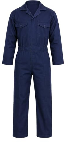WickedFun® Children's Coverall Boiler Suit - Heavy Duty Lightweight Overall Protective Safety Work Wear Multi Pocket Suit (Blue, 7-9 Years)