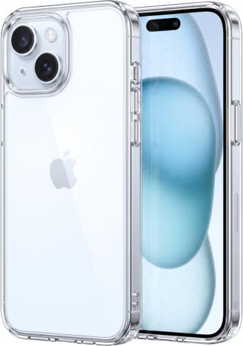 Oprimio Kristallklart fodral för iPhone 15, silikonfodral, 100 % transparent, tyskt material, ultratunt, klart mobiltelefonfodral för Apple iPhone 15