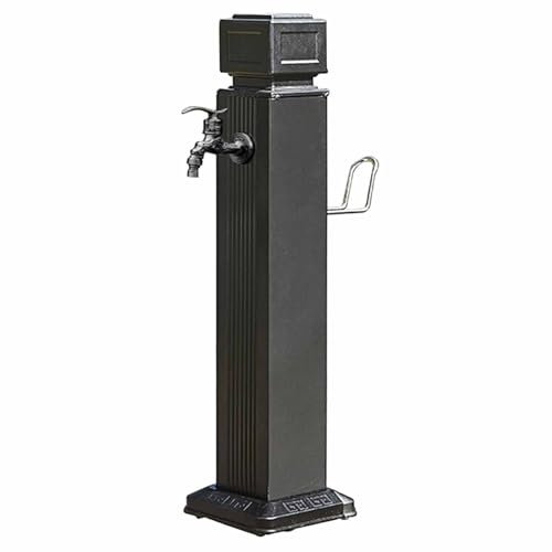 WENNEWU Garden Hose Tap Post, Retro Black Hose Holder, Vertical Bibcock Pillar Fountain, Outdoor Water Column With Faucet, For Farm Courtyard Patio,A,144cm