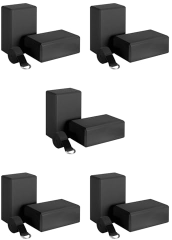 Beelooom 5X Yoga Block und Yoga Gurt Set Eva Schaum Weiche, rutschfeste Yoga Blöcke Universal Pilates Dehnung und Tonisieren Trainings Schwarz