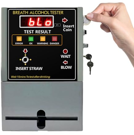 WeiguoIOT Etilometro Funzionante a Gettoni, Alcol Test con 200 Boccagli Rilevatore di Alcol Etilometri Multiuso per Ristoranti, Club e Bar (AT319)