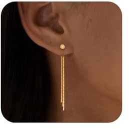 XFSRG Ohrringe für Damen 14K Gold Geometrische Lange Ketten Ohrstecker Hängend mit Kupfer Hypoallergen für Festliche Anlässe und Alltag Schmuck Frauen (Gold 1)