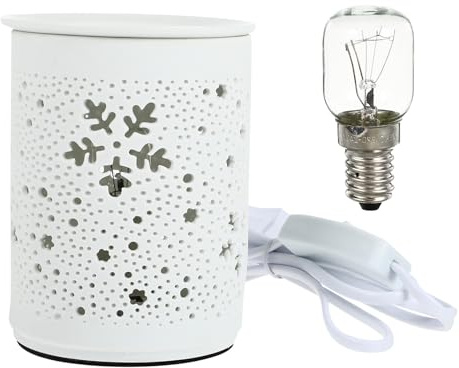 LIFKOME Quemador De Aromaterapia Enchufable Eléctrico para Hogar, Lámpara De Cera Aromática De Cerámica, Luz Nocturna Cálida, Diseño Redondo, Voltaje Ac220-240v, Adecuado para Ambientes Relajantes
