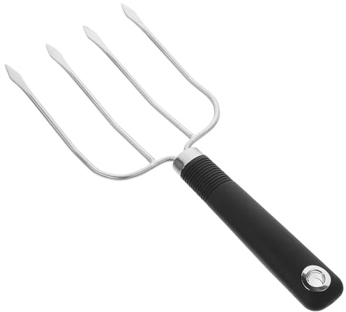 DOITOOL Tenedor de Pavo para Barbacoa de Acero Inoxidable Reforzado, 4 Puntas, Mango Liso Antideslizante, Utensilio Resistente para Trinchar Carne, Adecuado para Cocina y Asados al Aire
