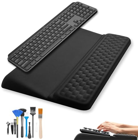 Repose Poignet Clavier – Support Poignet en Mousse à Mémoire Douce, Base Antidérapante pour Bureau, Télétravail et Gaming (Noir)