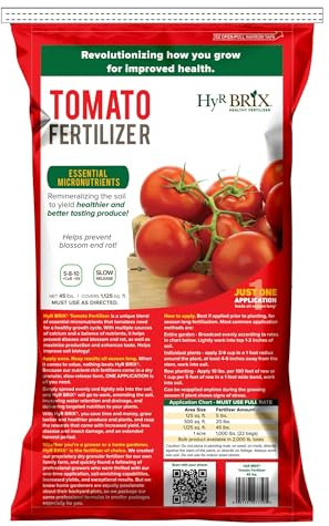 HyR BRIX Slow-Release 5-8-10 Tomato Fertilizer, 45lb Bag - Garden Food with Calcium & Essential Micronutrients – Supports Fruit Development, Helps Prevent Blossom End Rot
