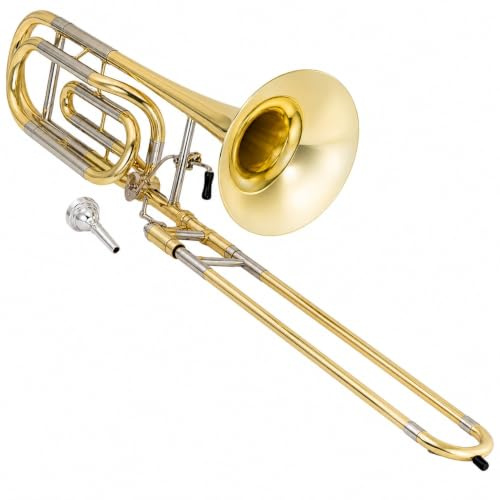 Trombón tenor en Sib, tono variable, lacado en oro