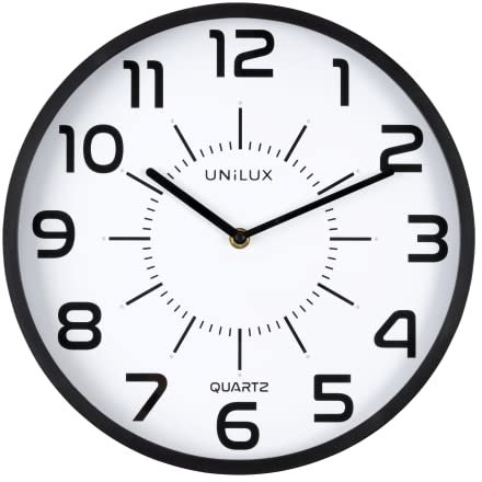 Unilux Pop Horloge Murale Systeme Quartz Silencieuse Diamètre 30.5 cm Noir