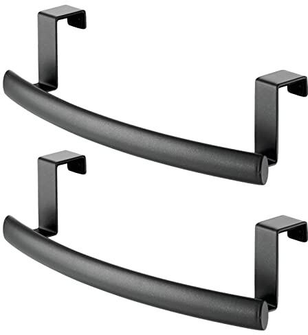 mDesign Moderno portasciugamani da cucina in metallo curvo, da appendere all'interno o all'esterno delle porte, per organizzare e appendere mani, piatti e strofinacci, anche per bar, larghezza 24,6