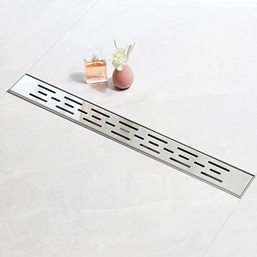 SaniteModar Duschrinne 90cm, Vergitterter Duschrinne Extra Flach mit Siphon Geruchsstop und Haarfilter, Badezimmer Duschablauf Komplettset